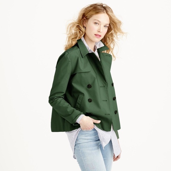 J. Crew Jackets & Blazers - J Crew NEW olive green swing poplin trench coat 6